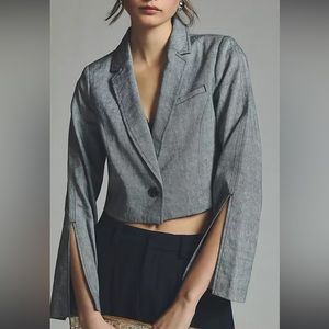 Anthropologie grey heather bell sleeve blazer
